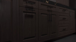 Newhaven Onyx Cherry ( Cherry | Plain Cut [ Frameless • Satin • Stained ] - 10' X 10' Kitchen Cabinet ) | Assembled In USA