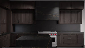 Newhaven Onyx Cherry ( Cherry | Plain Cut [ Frameless • Satin • Stained ] - 10' X 10' Kitchen Cabinet ) | Assembled In USA