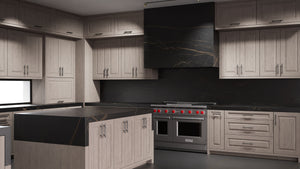 Newhaven Pewter Cherry ( Cherry | Plain Cut [ Frameless • Satin • Stained ] - 10' X 10' Kitchen Cabinet ) | Assembled In USA