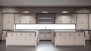 Newhaven Pewter Cherry ( Cherry | Plain Cut [ Frameless • Satin • Stained ] - 10' X 10' Kitchen Cabinet ) | Assembled In USA