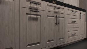 Newhaven Pewter Cherry ( Cherry | Plain Cut [ Frameless • Satin • Stained ] - 10' X 10' Kitchen Cabinet ) | Assembled In USA