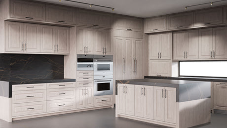 Newhaven Pewter Cherry ( Cherry | Plain Cut [ Frameless • Satin • Stained ] - 10' X 10' Kitchen Cabinet ) | Assembled In USA