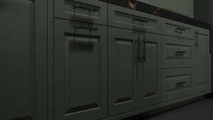 Newhaven Pewter Green ( Maple | Plain Cut [ Frameless • Satin • Painted ] - 10' X 10' Kitchen Cabinet ) | Assembled In USA