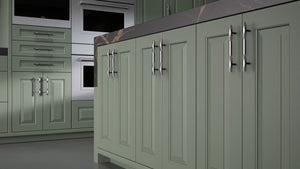 Newhaven Pewter Green ( Maple | Plain Cut [ Frameless • Satin • Painted ] - 10' X 10' Kitchen Cabinet ) | Assembled In USA