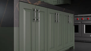 Newhaven Pewter Green ( Maple | Plain Cut [ Frameless • Satin • Painted ] - 10' X 10' Kitchen Cabinet ) | Assembled In USA