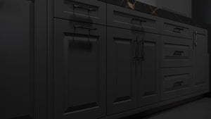 Newhaven Simply Black ( Maple | Plain Cut [ Frameless • Satin • Painted ] - 10' X 10' Kitchen Cabinet ) | Assembled In USA