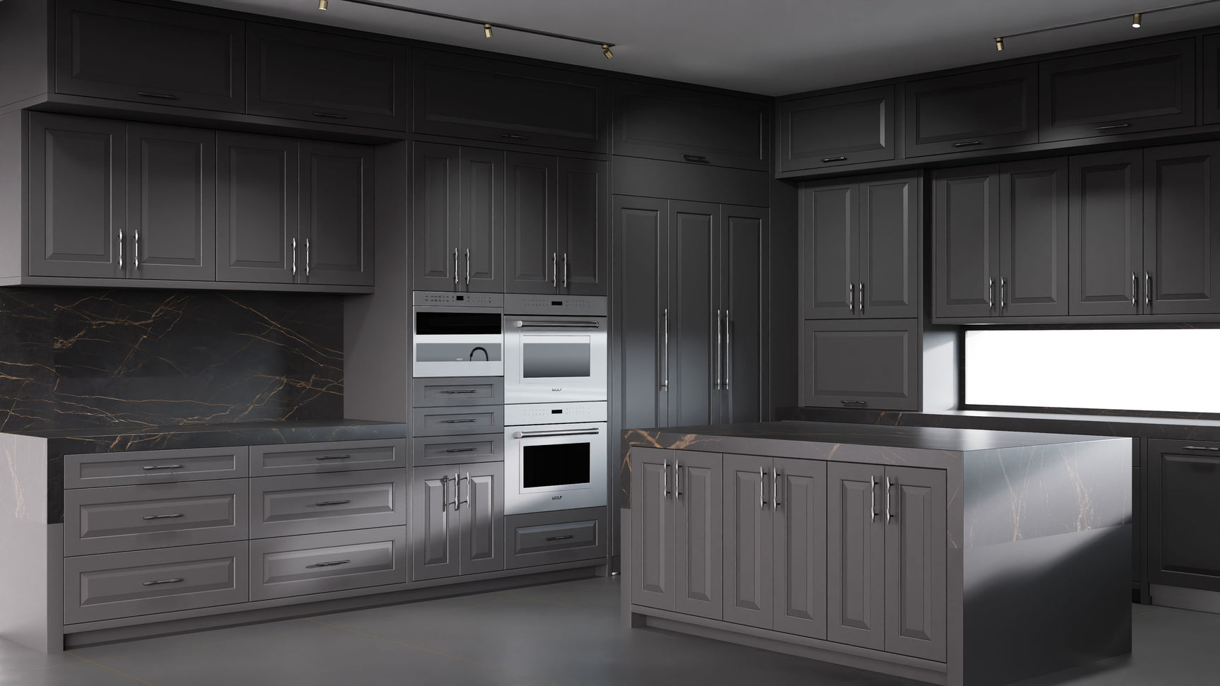 Newhaven Simply Black ( Maple | Plain Cut [ Frameless • Satin • Painted ] - 10' X 10' Kitchen Cabinet ) | Assembled In USA