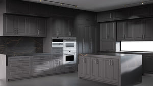 Newhaven Simply Black ( Maple | Plain Cut [ Frameless • Satin • Painted ] - 10' X 10' Kitchen Cabinet ) | Assembled In USA