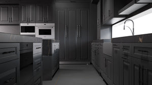 Newhaven Simply Black ( Maple | Plain Cut [ Frameless • Satin • Painted ] - 10' X 10' Kitchen Cabinet ) | Assembled In USA