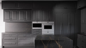 Newhaven Simply Black ( Maple | Plain Cut [ Frameless • Satin • Painted ] - 10' X 10' Kitchen Cabinet ) | Assembled In USA