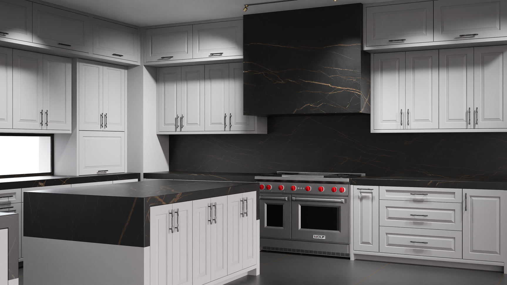 Newhaven Simply Gray ( Maple | Plain Cut [ Frameless • Satin • Painted ] - 10' X 10' Kitchen Cabinet ) | Assembled In USA