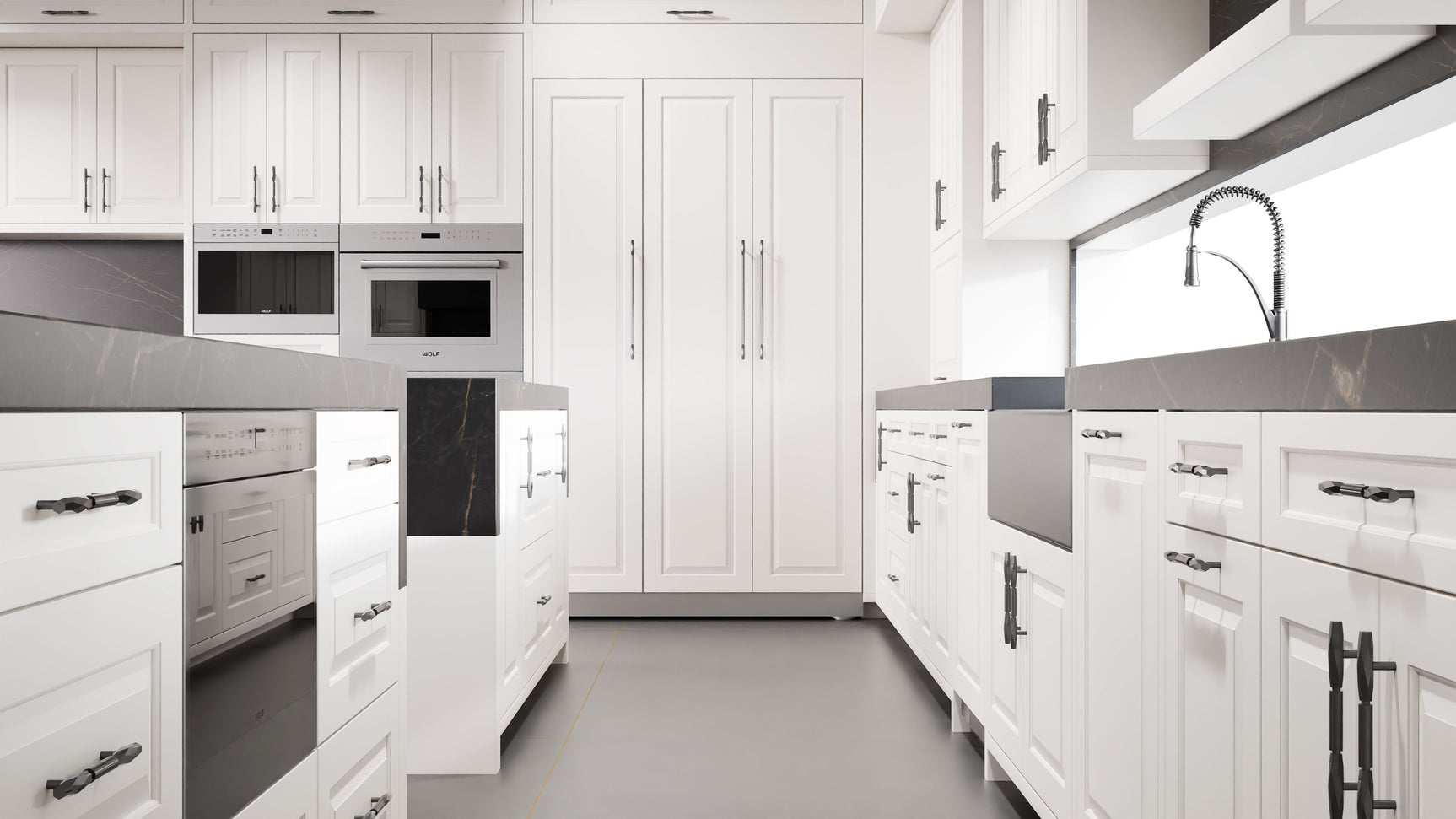 Newhaven Simply White ( Maple | Plain Cut [ Frameless • Satin • Painted ] - 10' X 10' Kitchen Cabinet ) | Assembled In USA