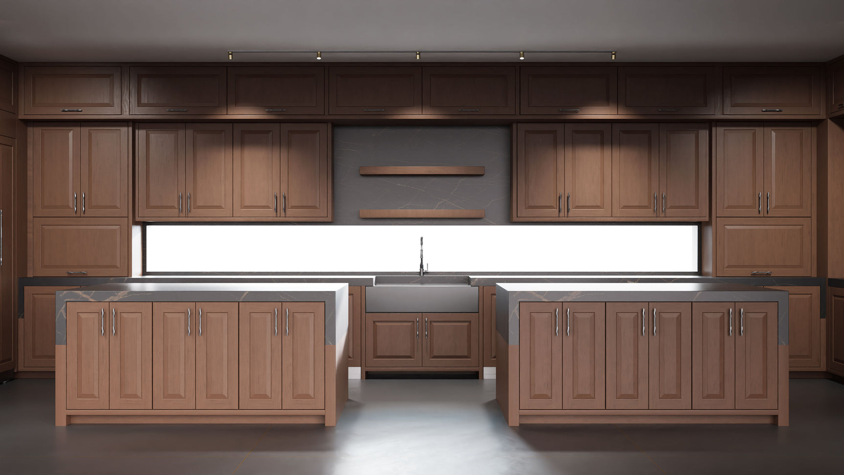 Newhaven Winter Wheat ( Cherry | Plain Cut [ Frameless • Satin • Stained ] - 10' X 10' Kitchen Cabinet ) | Assembled In USA