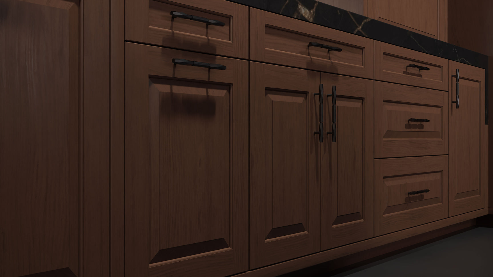 Newhaven Winter Wheat ( Cherry | Plain Cut [ Frameless • Satin • Stained ] - 10' X 10' Kitchen Cabinet ) | Assembled In USA