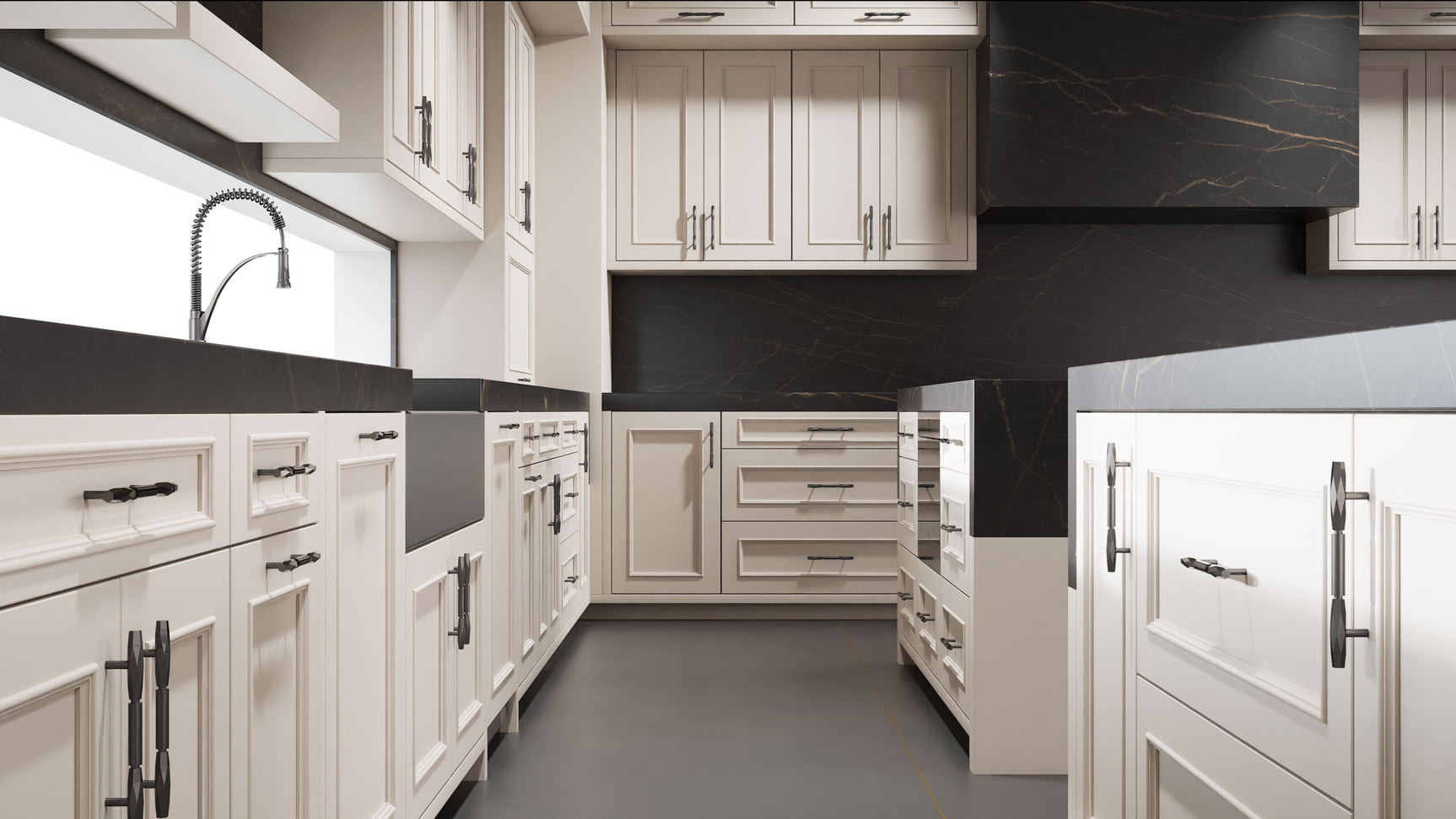 Ridgewood Anew Gray ( Maple | Plain Cut [ Frameless • Satin • Painted ] - 10' X 10' Kitchen Cabinet ) | Assembled In USA