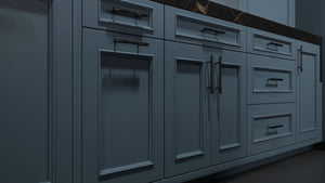 Ridgewood Blue Slate ( Maple | Plain Cut [ Frameless • Satin • Painted ] - 10' X 10' Kitchen Cabinet ) | Assembled In USA