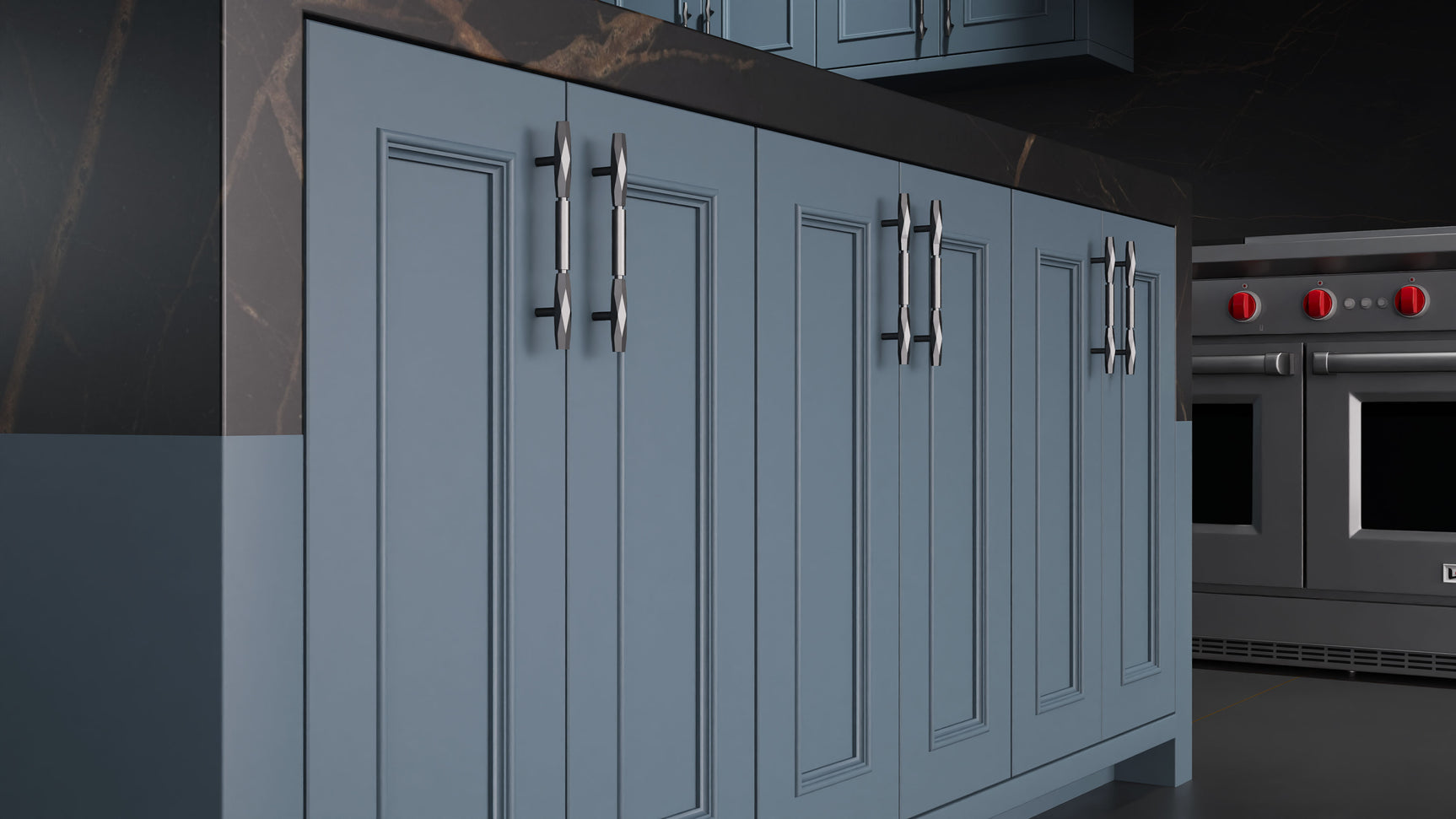 Ridgewood Blue Slate ( Maple | Plain Cut [ Frameless • Satin • Painted ] - 10' X 10' Kitchen Cabinet ) | Assembled In USA