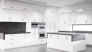 Ridgewood Bright White ( Maple | Plain Cut [ Frameless • Satin • Painted ] - 10' X 10' Kitchen Cabinet ) | Assembled In USA