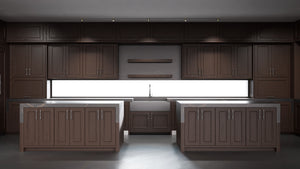 Ridgewood Cherry Black Walnut ( Cherry | Plain Cut [ Frameless • Satin • Stained ] - 10' X 10' Kitchen Cabinet ) | Assembled In USA