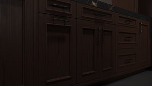 Ridgewood Cherry Black Walnut ( Cherry | Plain Cut [ Frameless • Satin • Stained ] - 10' X 10' Kitchen Cabinet ) | Assembled In USA