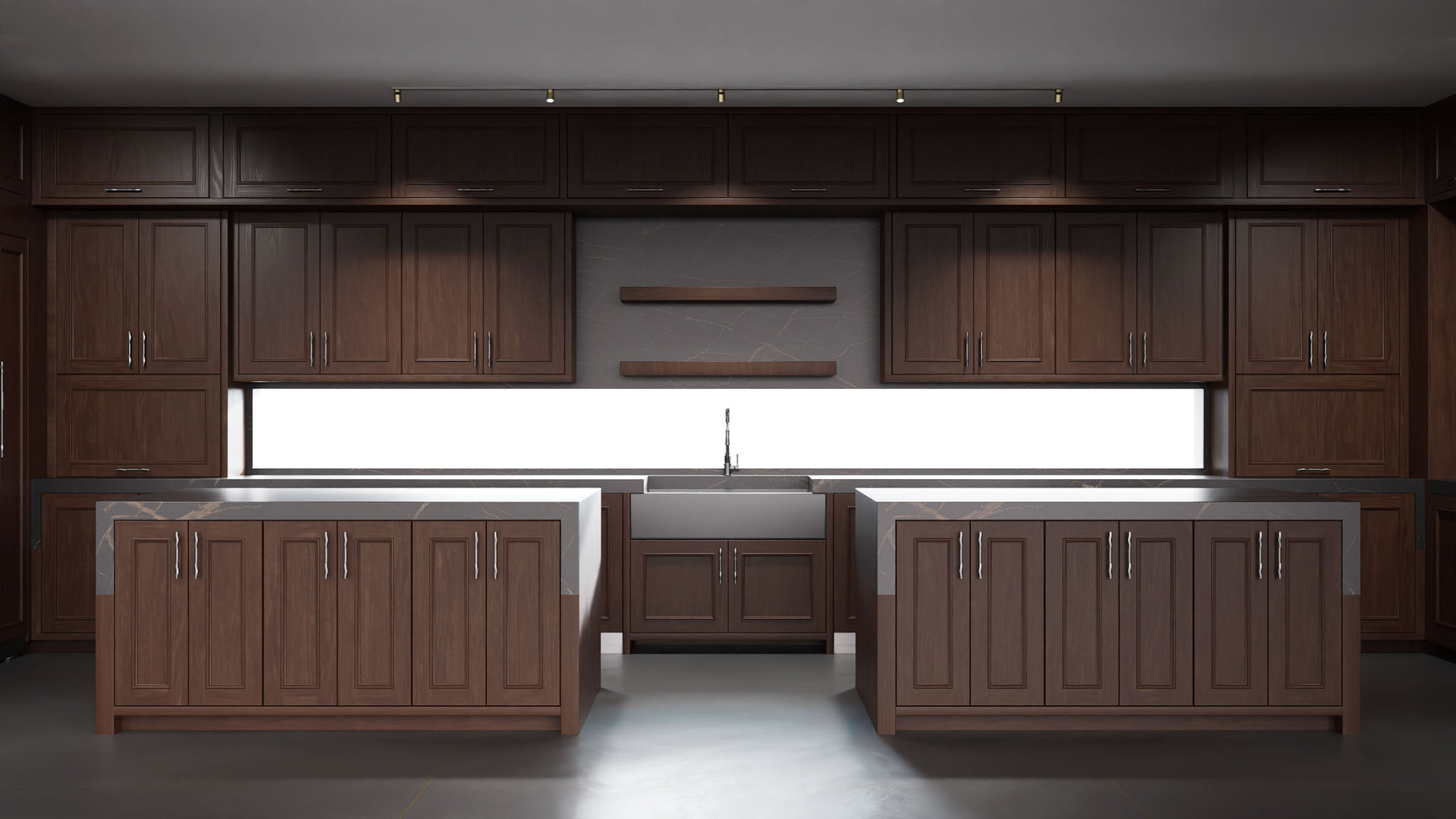 Ridgewood Cherry Cognac ( Cherry | Plain Cut [ Frameless • Satin • Stained ] - 10' X 10' Kitchen Cabinet ) | Assembled In USA