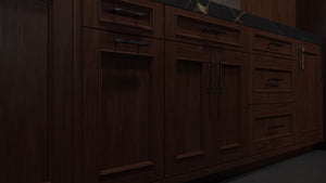 Ridgewood Cherry Cognac ( Cherry | Plain Cut [ Frameless • Satin • Stained ] - 10' X 10' Kitchen Cabinet ) | Assembled In USA