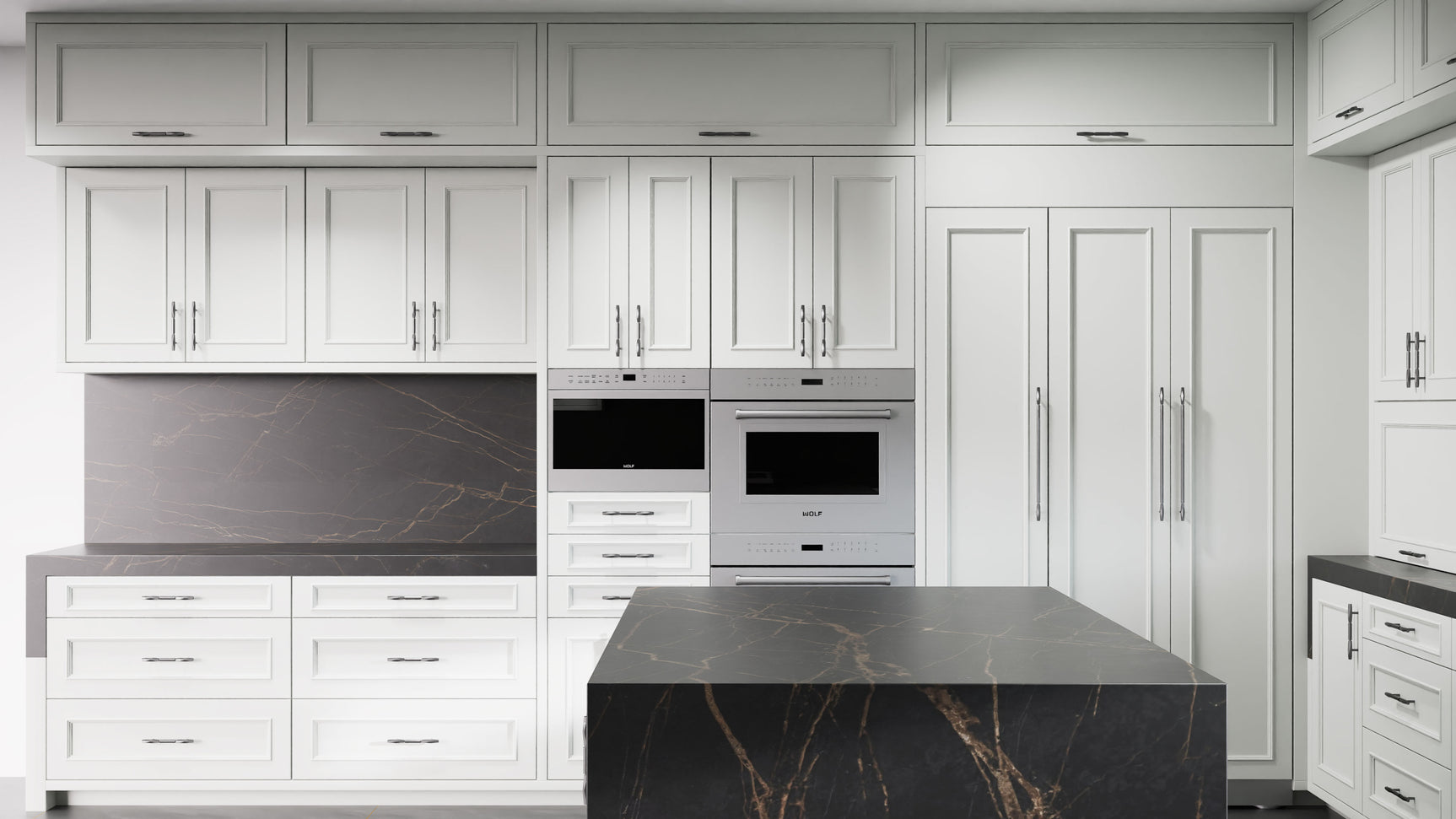 Ridgewood Dove Gray ( Maple | Plain Cut [ Frameless • Satin • Painted ] - 10' X 10' Kitchen Cabinet ) | Assembled In USA