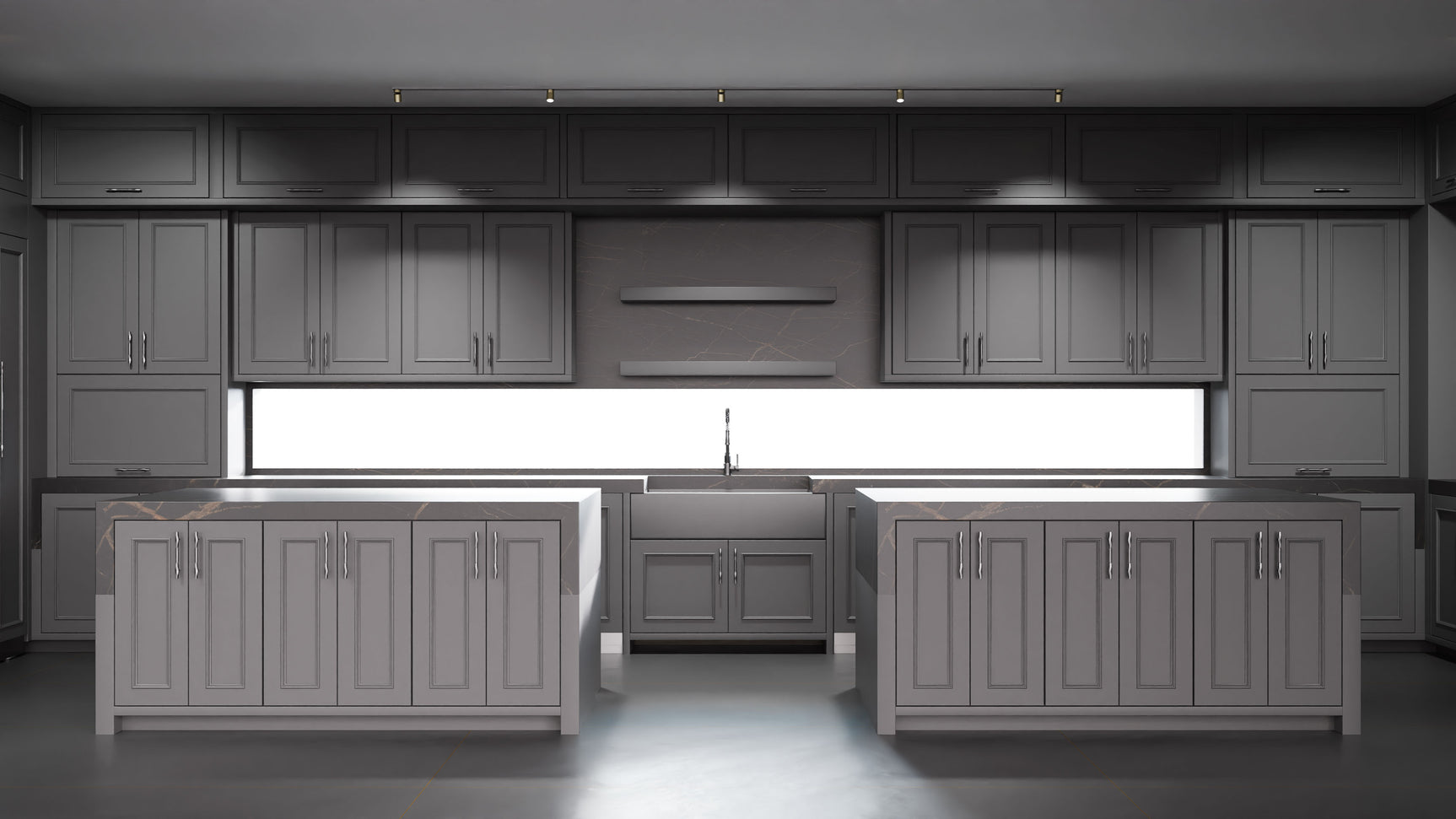 Ridgewood Iron Ore ( Maple | Plain Cut [ Frameless • Satin • Painted ] - 10' X 10' Kitchen Cabinet ) | Assembled In USA