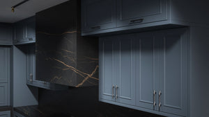 Ridgewood Midnight Blue ( Maple | Plain Cut [ Frameless • Satin • Painted ] - 10' X 10' Kitchen Cabinet ) | Assembled In USA