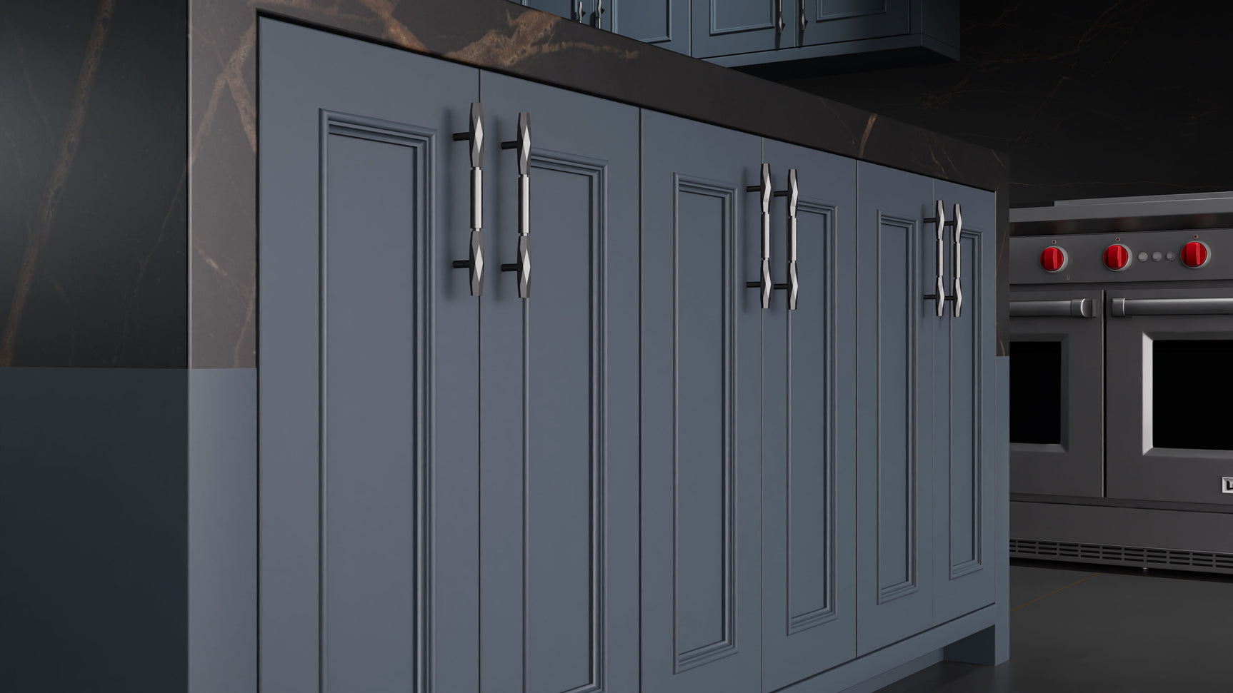 Ridgewood Midnight Blue ( Maple | Plain Cut [ Frameless • Satin • Painted ] - 10' X 10' Kitchen Cabinet ) | Assembled In USA