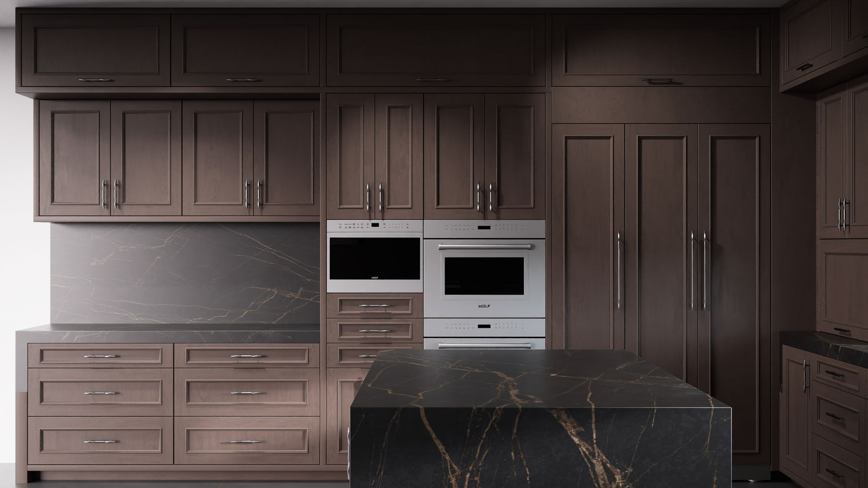 Ridgewood Misty Gray ( Cherry | Plain Cut [ Frameless • Satin • Stained ] - 10' X 10' Kitchen Cabinet ) | Assembled In USA