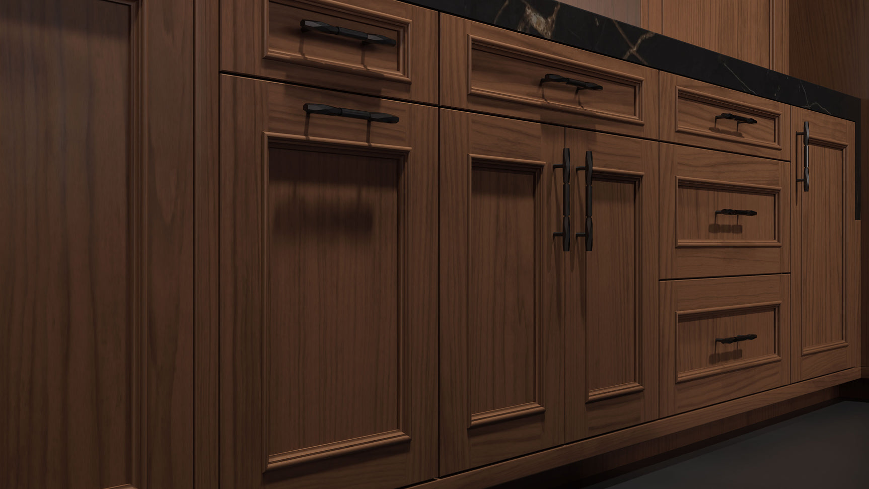 Ridgewood Natural Walnut ( Walnut | Plain Cut [ Frameless • Satin • Stained ] - 10' X 10' Kitchen Cabinet ) | Assembled In USA