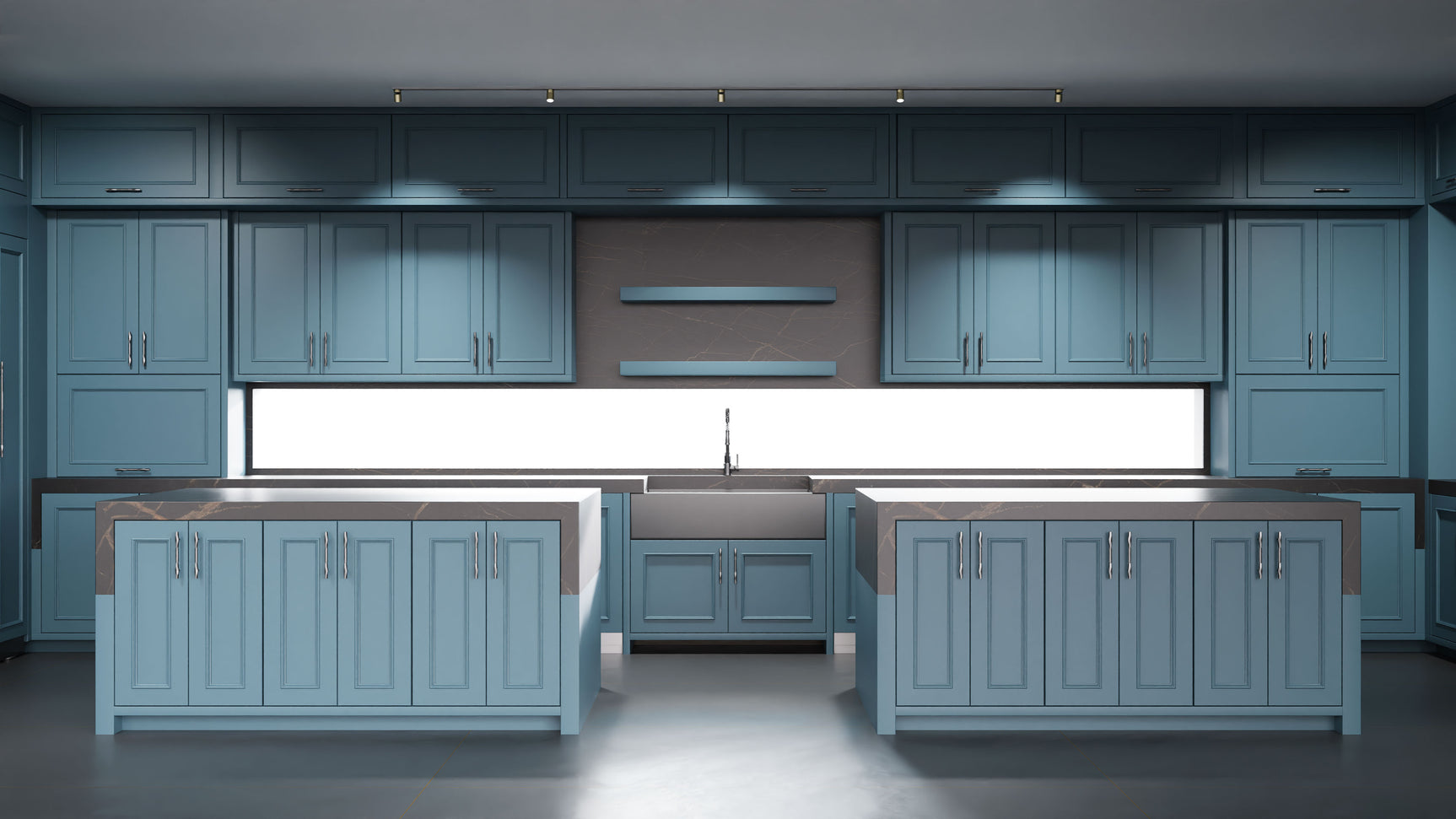 Ridgewood Oceana Blue ( Maple | Plain Cut [ Frameless • Satin • Painted ] - 10' X 10' Kitchen Cabinet ) | Assembled In USA