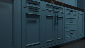 Ridgewood Oceana Blue ( Maple | Plain Cut [ Frameless • Satin • Painted ] - 10' X 10' Kitchen Cabinet ) | Assembled In USA