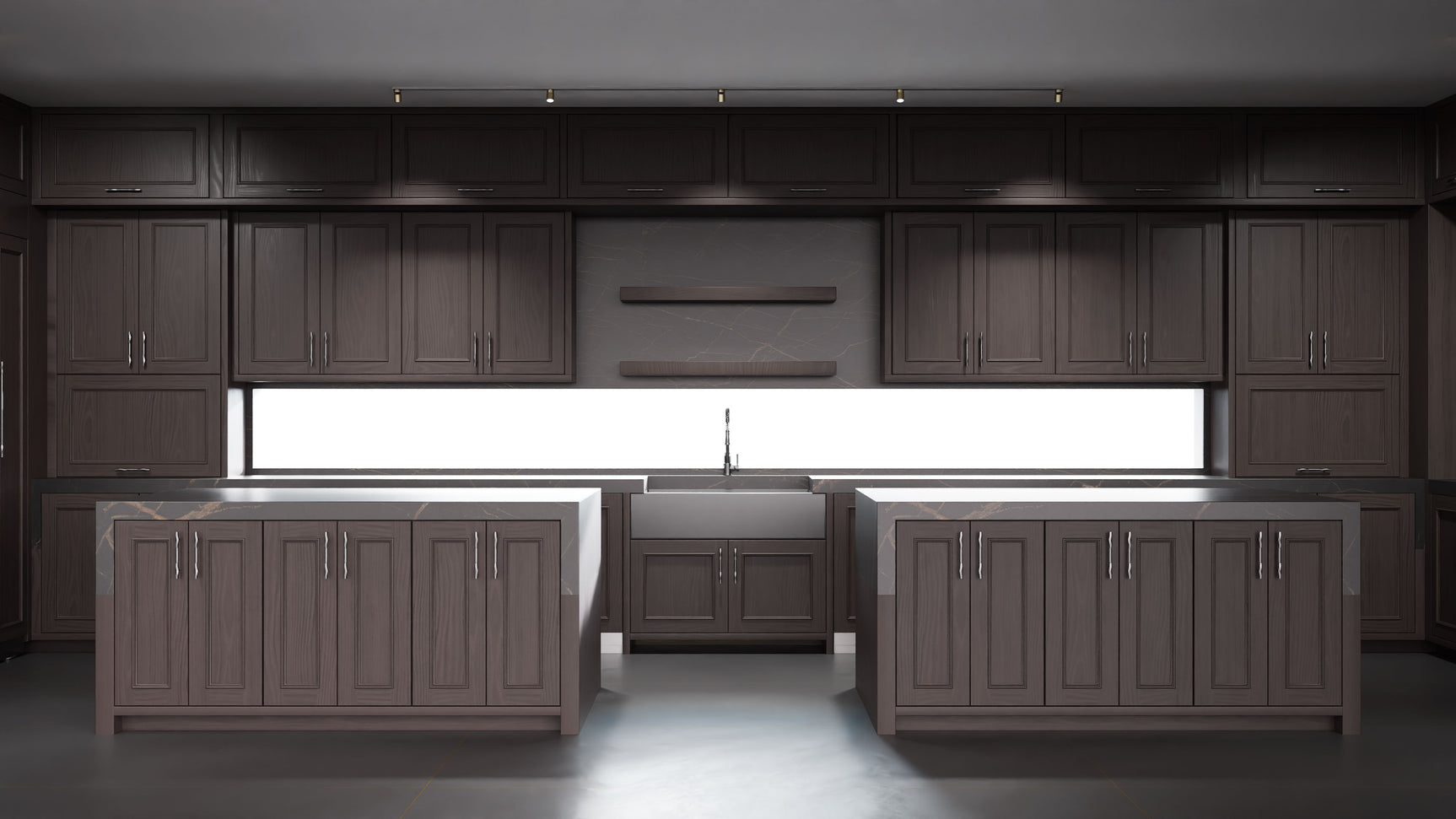 Ridgewood Onyx Cherry ( Cherry | Plain Cut [ Frameless • Satin • Stained ] - 10' X 10' Kitchen Cabinet ) | Assembled In USA