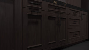 Ridgewood Onyx Cherry ( Cherry | Plain Cut [ Frameless • Satin • Stained ] - 10' X 10' Kitchen Cabinet ) | Assembled In USA