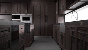 Ridgewood Onyx Cherry ( Cherry | Plain Cut [ Frameless • Satin • Stained ] - 10' X 10' Kitchen Cabinet ) | Assembled In USA