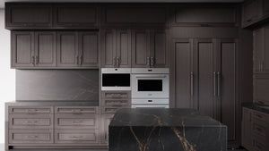 Ridgewood Onyx Oak ( White_Oak | Rift Cut [ Frameless • Wire Brushed • Stained ] - 10' X 10' Kitchen Cabinet ) | Assembled In USA