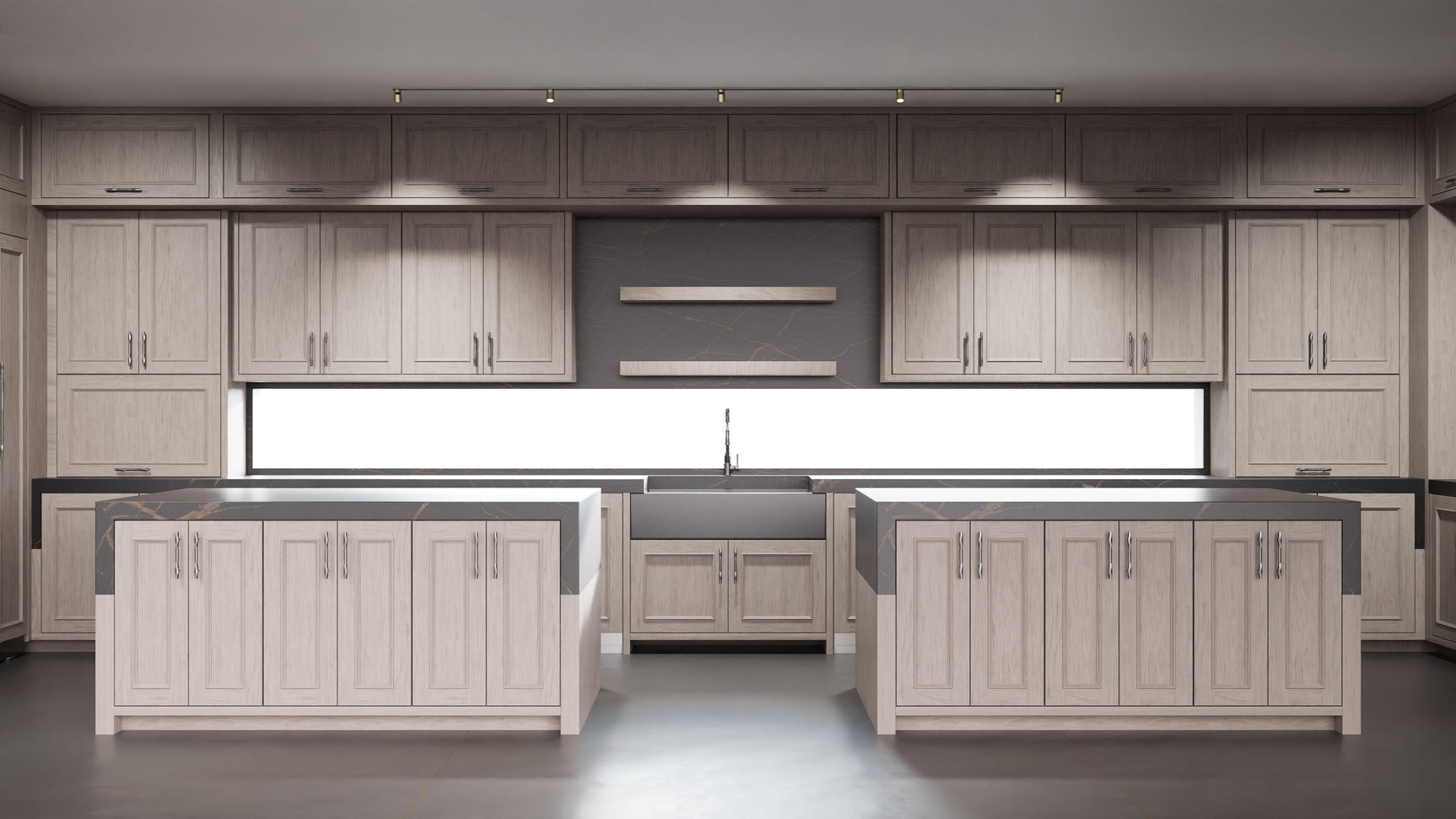 Ridgewood Pewter Cherry ( Cherry | Plain Cut [ Frameless • Satin • Stained ] - 10' X 10' Kitchen Cabinet ) | Assembled In USA