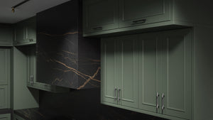 Ridgewood Pewter Green ( Maple | Plain Cut [ Frameless • Satin • Painted ] - 10' X 10' Kitchen Cabinet ) | Assembled In USA