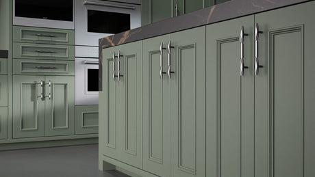 Ridgewood Pewter Green ( Maple | Plain Cut [ Frameless • Satin • Painted ] - 10' X 10' Kitchen Cabinet ) | Assembled In USA