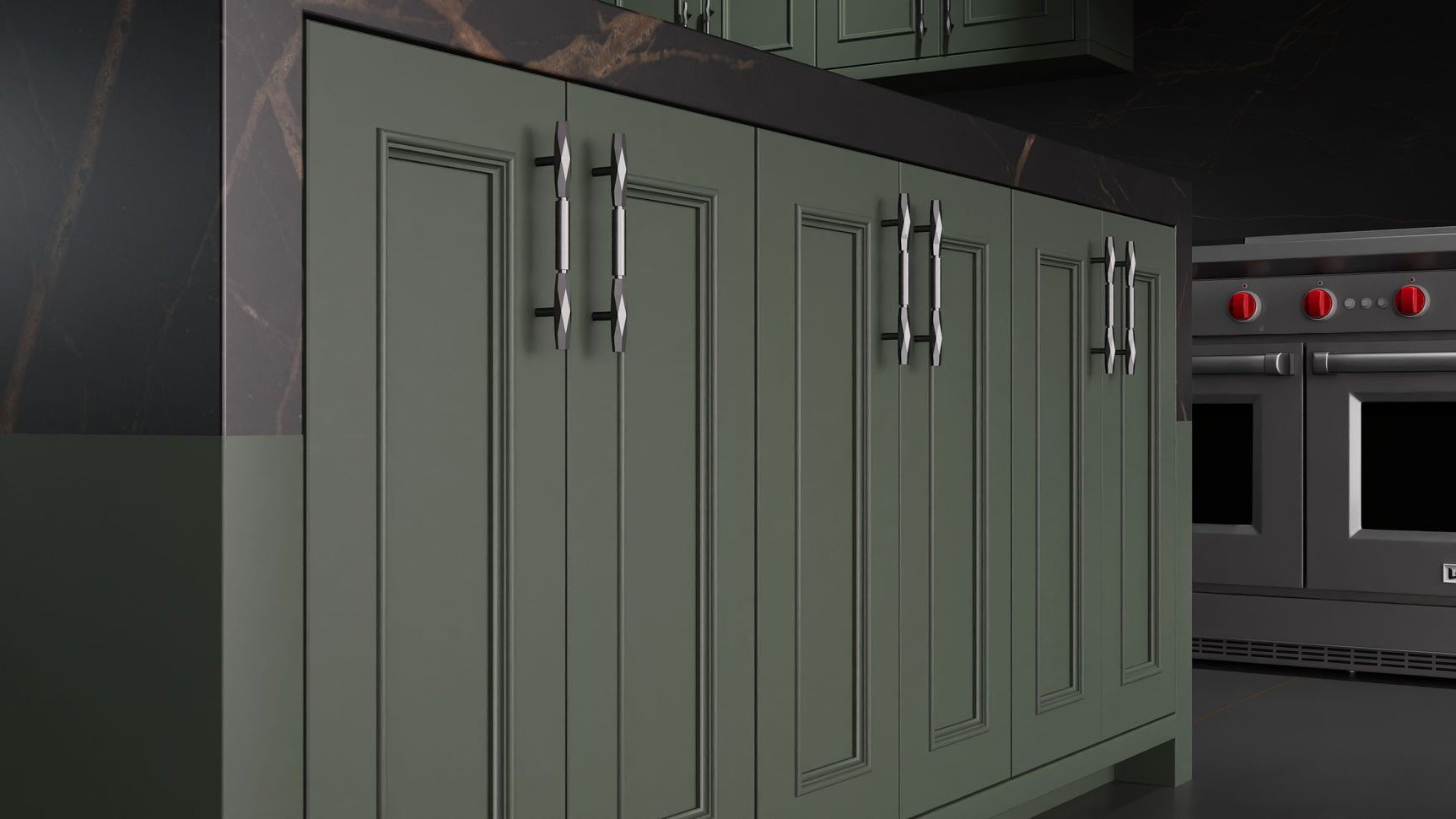 Ridgewood Pewter Green ( Maple | Plain Cut [ Frameless • Satin • Painted ] - 10' X 10' Kitchen Cabinet ) | Assembled In USA