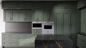 Ridgewood Pewter Green ( Maple | Plain Cut [ Frameless • Satin • Painted ] - 10' X 10' Kitchen Cabinet ) | Assembled In USA