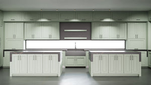 Ridgewood Sage Green ( Maple | Plain Cut [ Frameless • Satin • Painted ] - 10' X 10' Kitchen Cabinet ) | Assembled In USA