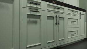 Ridgewood Sage Green ( Maple | Plain Cut [ Frameless • Satin • Painted ] - 10' X 10' Kitchen Cabinet ) | Assembled In USA