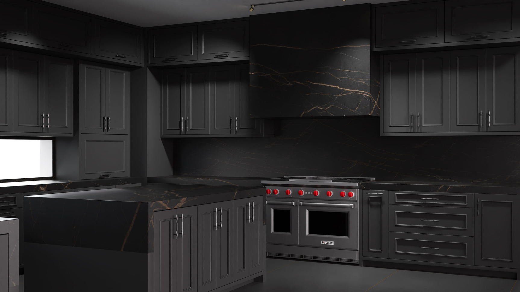 Ridgewood Simply Black ( Maple | Plain Cut [ Frameless • Satin • Painted ] - 10' X 10' Kitchen Cabinet ) | Assembled In USA