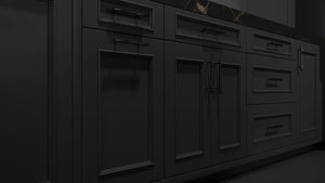 Ridgewood Simply Black ( Maple | Plain Cut [ Frameless • Satin • Painted ] - 10' X 10' Kitchen Cabinet ) | Assembled In USA