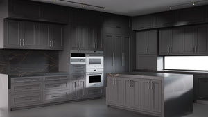 Ridgewood Simply Black ( Maple | Plain Cut [ Frameless • Satin • Painted ] - 10' X 10' Kitchen Cabinet ) | Assembled In USA