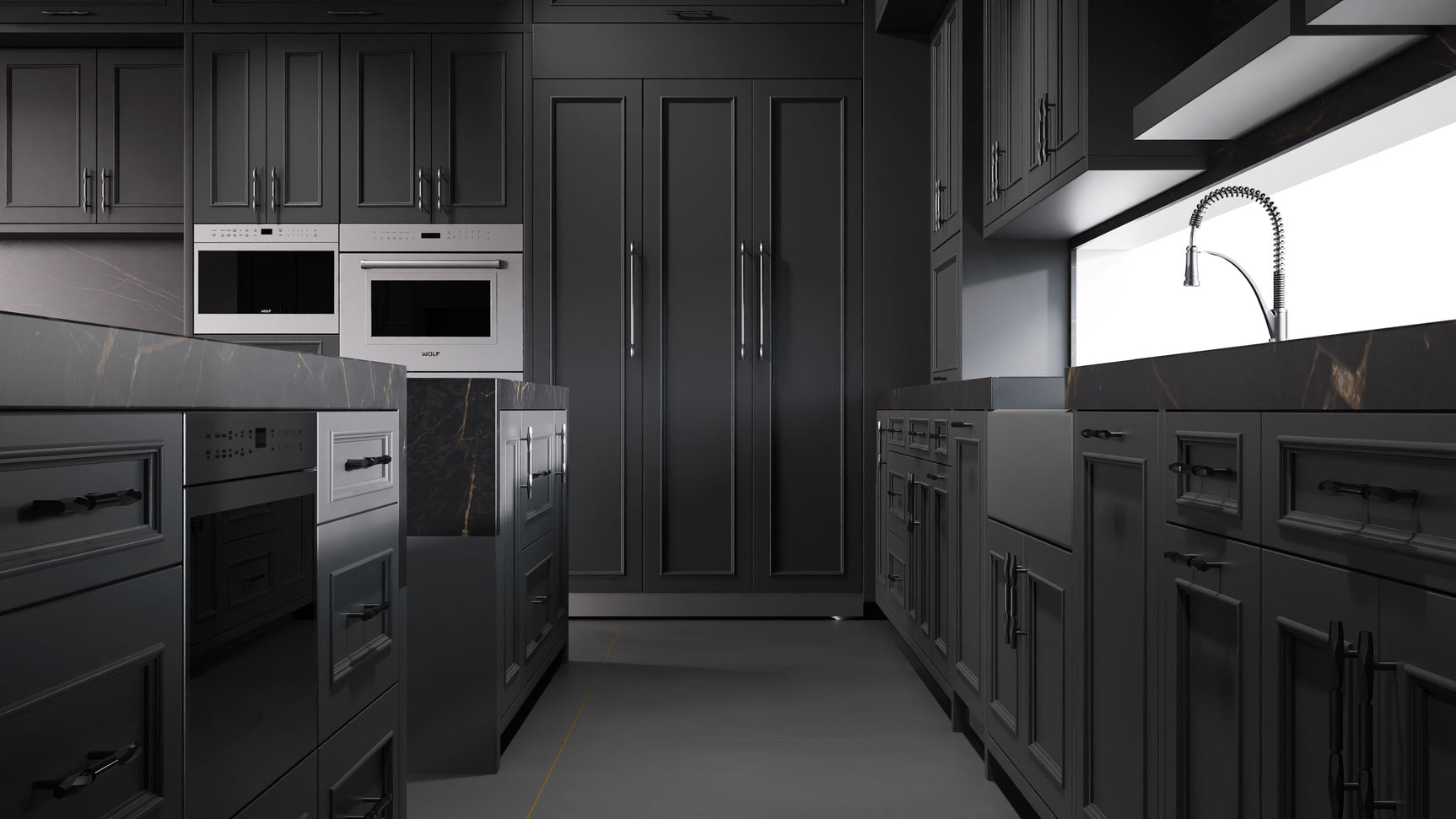 Ridgewood Simply Black ( Maple | Plain Cut [ Frameless • Satin • Painted ] - 10' X 10' Kitchen Cabinet ) | Assembled In USA