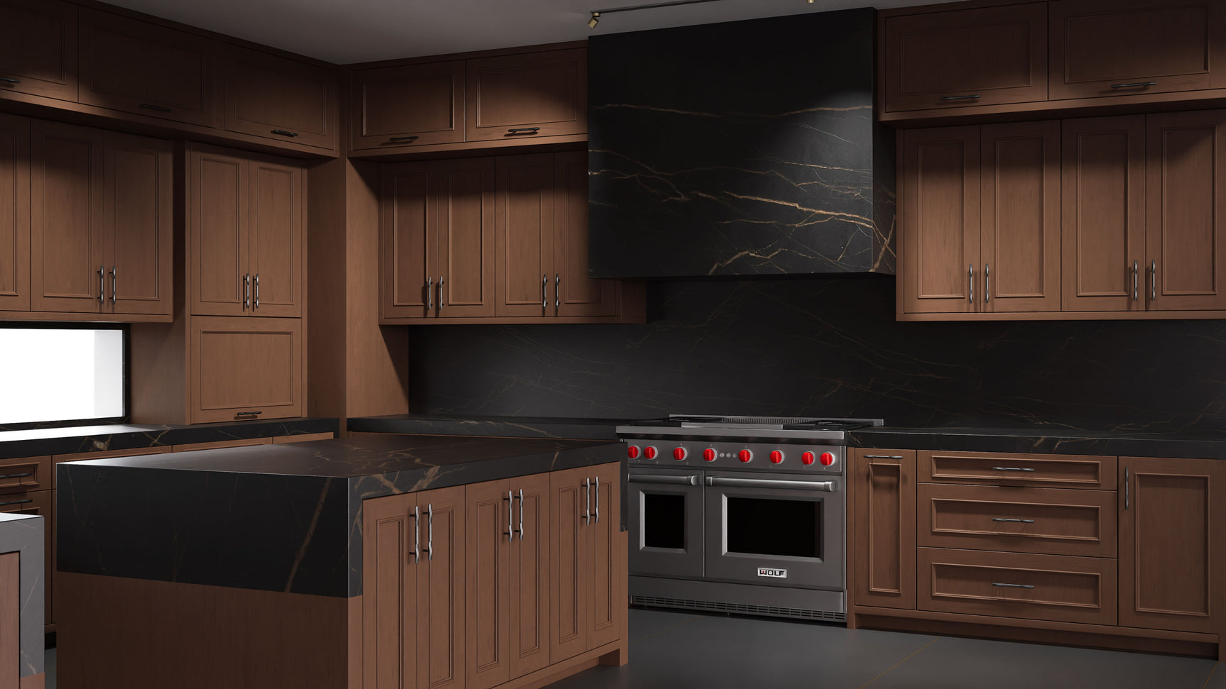 Ridgewood Winter Wheat ( Cherry | Plain Cut [ Frameless • Satin • Stained ] - 10' X 10' Kitchen Cabinet ) | Assembled In USA